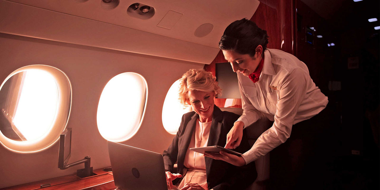 Private aircraft can stay in touch with our advanced cabin networking solutions.