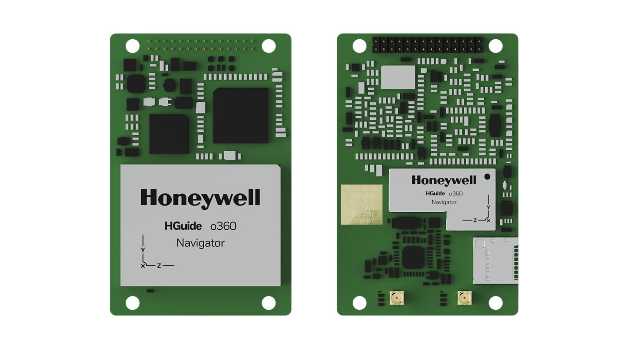 Image of the front and back side of HGuide o360 Inertial/GNSS Navigator