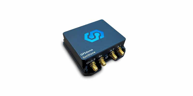 Side view of GPSdome-SunStone, by infiniDome, a small add-on device