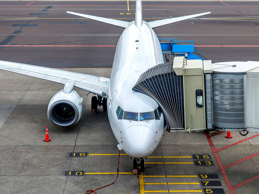 Aircraft Being Powered at Gate Before Takeoff