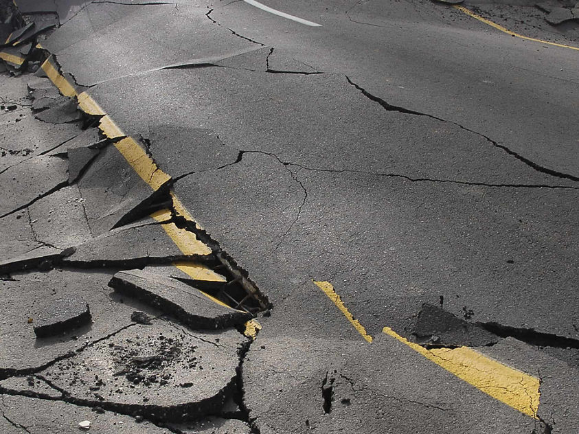 road after earthquake