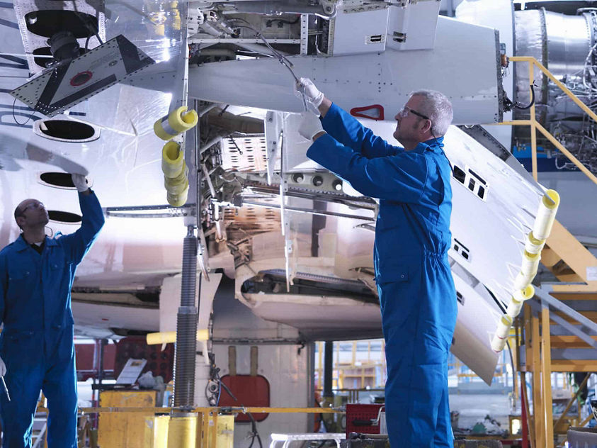 technician on aircraft