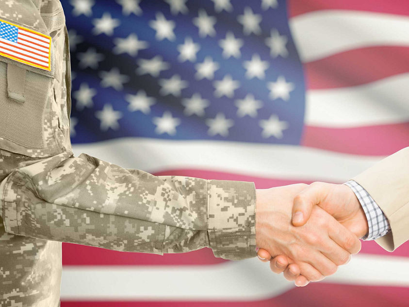 Handshake US flag