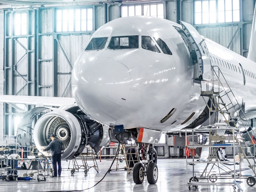 Airplane in hangar