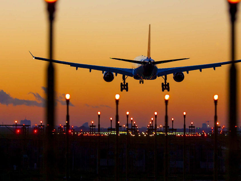 Plane takes off