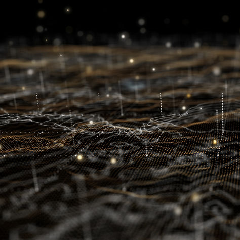 A detailed digital terrain illustration featuring flowing lines and glowing data points. The image represents advanced aerospace mapping and sensing technology, designed to support clearer navigation, improved situational awareness, and next‑generation aviation innovation.