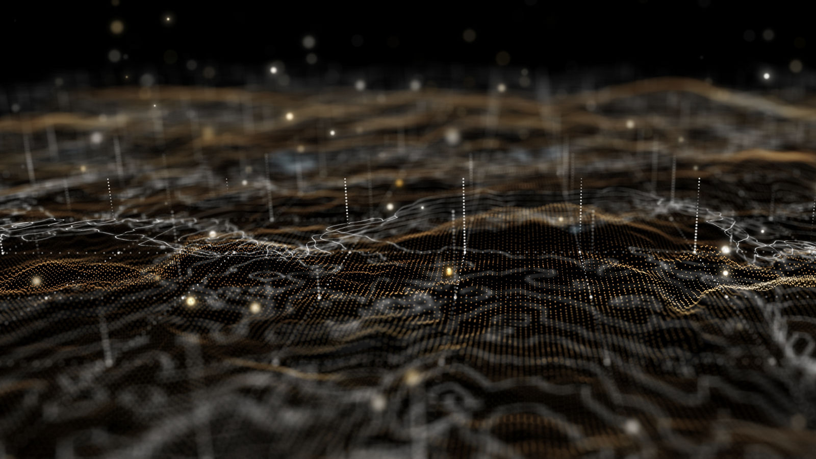 A detailed digital terrain illustration featuring flowing lines and glowing data points. The image represents advanced aerospace mapping and sensing technology, designed to support clearer navigation, improved situational awareness, and next‑generation aviation innovation.