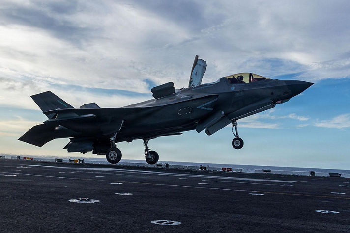 A U.S. Marine Corps F-35B Lightning II assigned to Marine Fighter Attack Squadron (VMFA) 122, 11th Marine Expeditionary Unit, takes off during deck landing qualifications aboard Wasp-class amphibious assault ship USS Boxer (LHD 4) in the Pacific Ocean, April 2, 2026. The 11th MEU is currently underway aboard the Boxer Amphibious Ready Group in the U.S. 3rd Fleet area of operations demonstrating the United States’ long-term commitment to a free and open Indo-Pacific. (U.S. Marine Corps photo by Lance Cpl. Nicole Stuart)