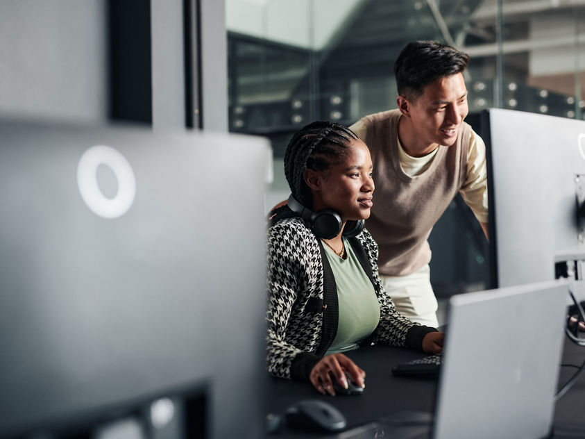 young engineers on computers