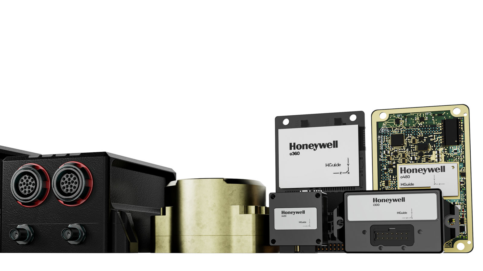 The image displays a variety of  industrial components manufactured by Honeywell.