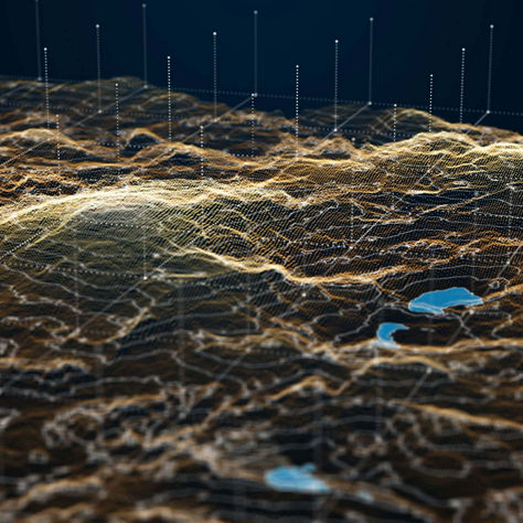  digital visualization of a topography or terrain landscape