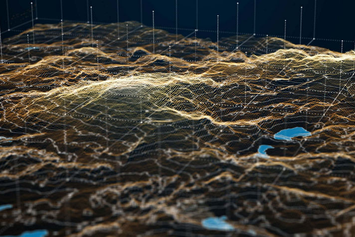  digital visualization of a topography or terrain landscape