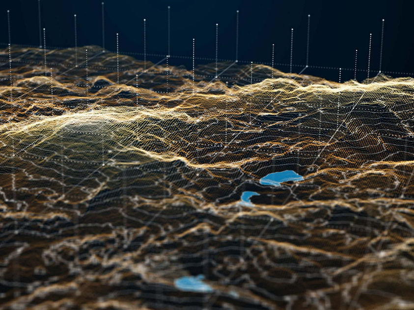  digital visualization of a topography or terrain landscape