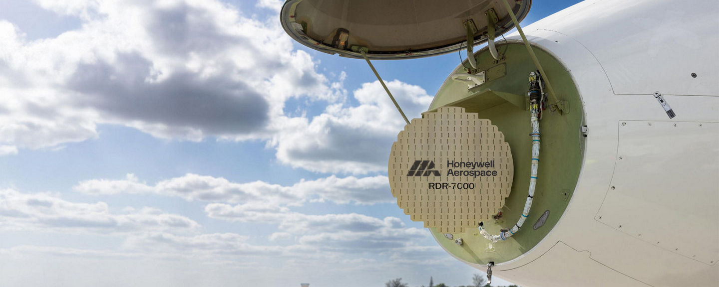 Honeywell Aerospace RDR‑7000 radar inside aircraft nose.
