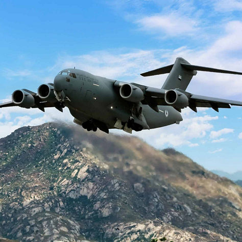 an image of boeing c-17 globemaster III flying