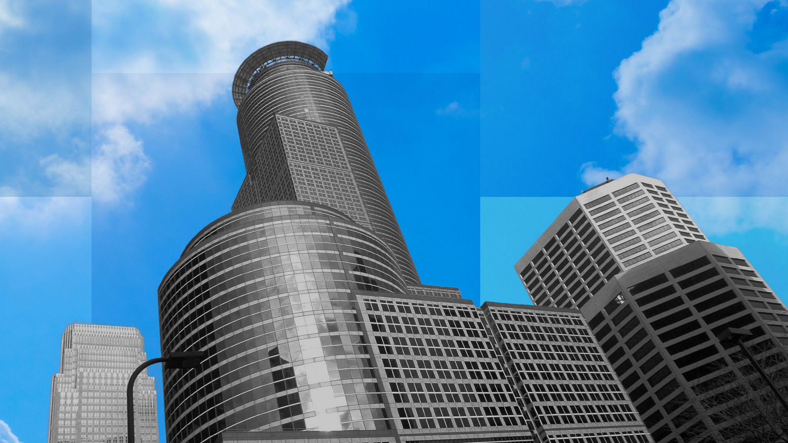 This image features the Capella Tower located in the downtown Minneapolis skyline. 