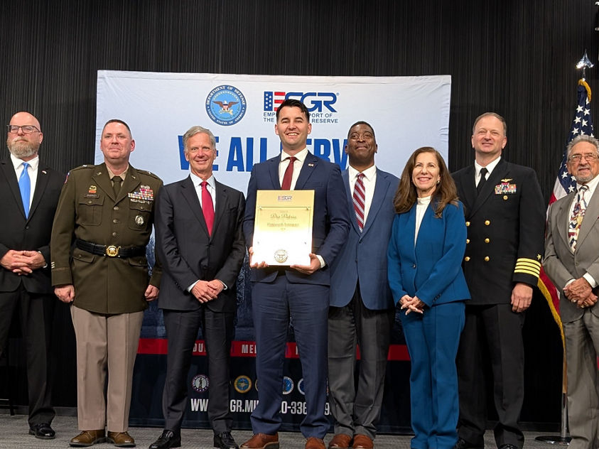 Honeywell team members receive ESGR recognition for supporting Guard and Reserve personnel in a formal award ceremony.